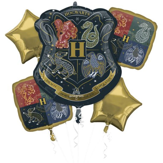 Harry Potter balloons with gold stars on a white background