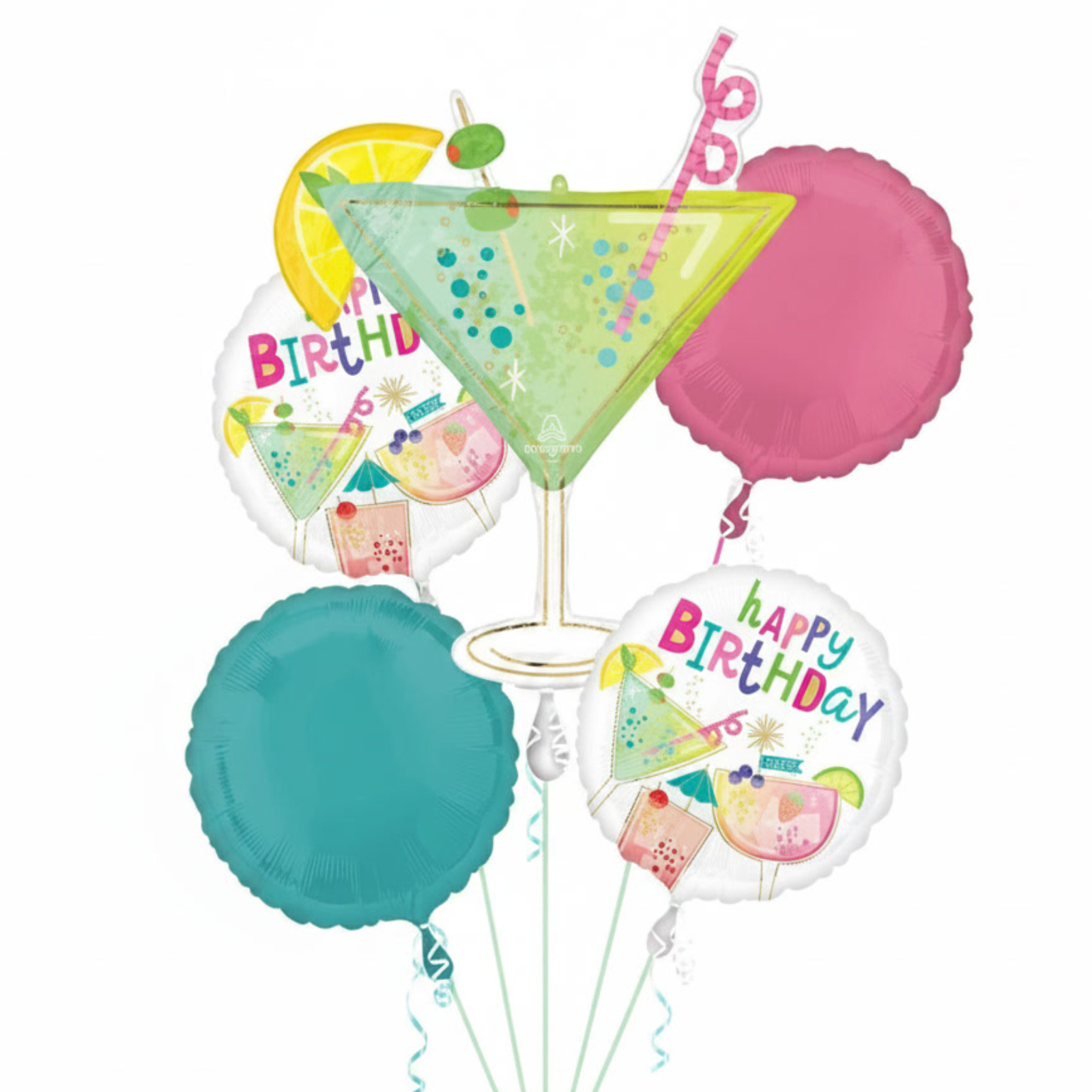 Cocktail Surprise Birthday Balloon Bouquet (5 Pack)